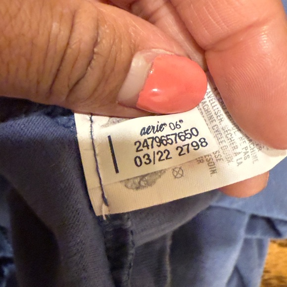 Aerie American Eagle Comfy Cozy Square Neck Cropped Tank Top Size Large Blue - Picture 5 of 6